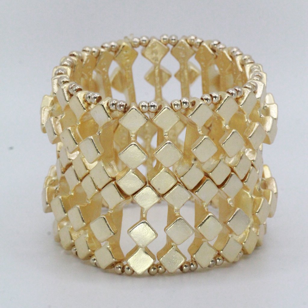 Sak's Fifth Avenue Gold Plate Modernist Stretch Expandable Matte Gold Bracelet